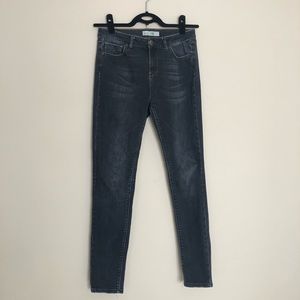 Topshop Jaime Moto Washed Black Jean W30 L30